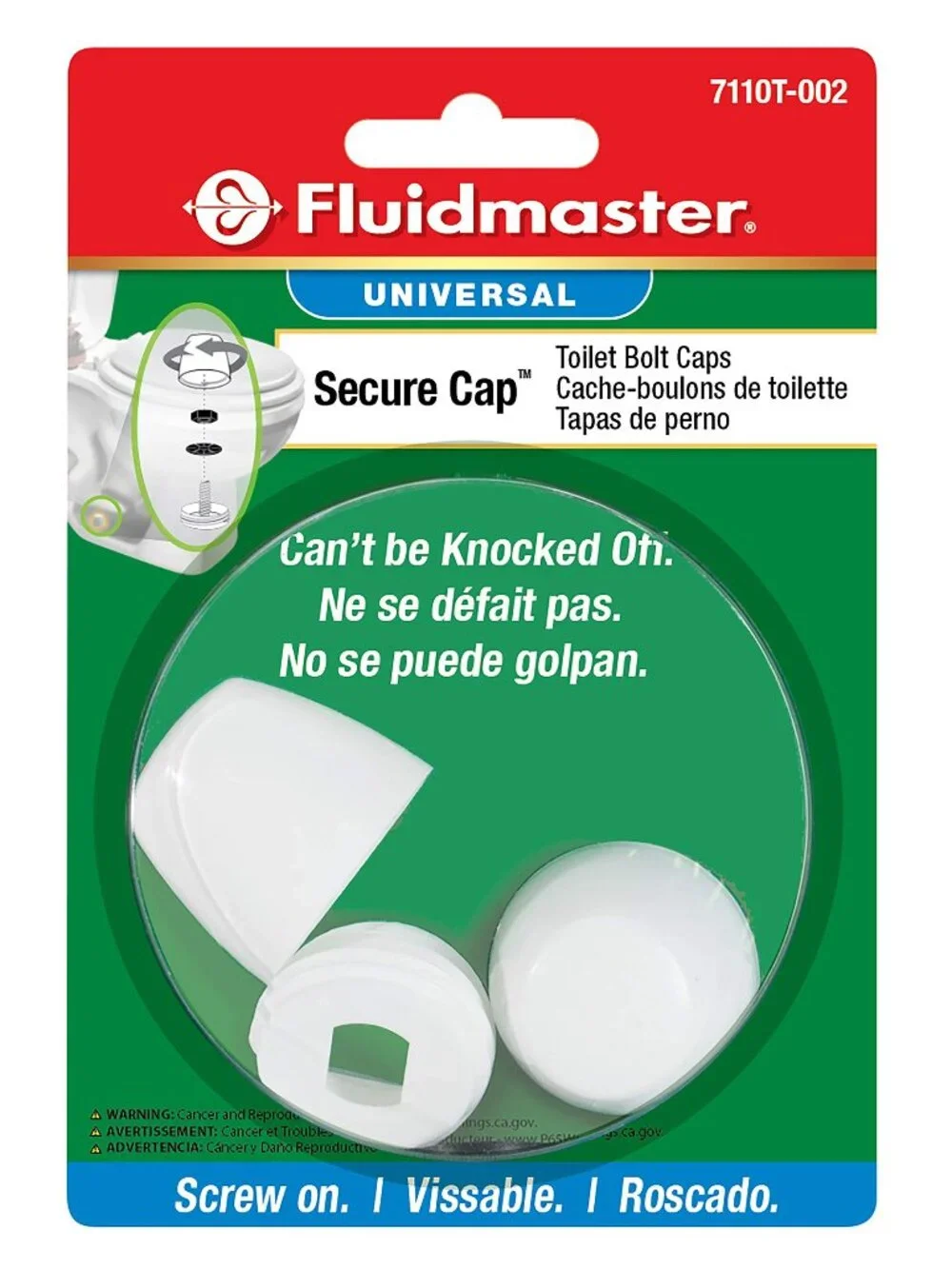 Fluidmaster 7110T-002-P10 Secure Toilet Bolt Caps, White